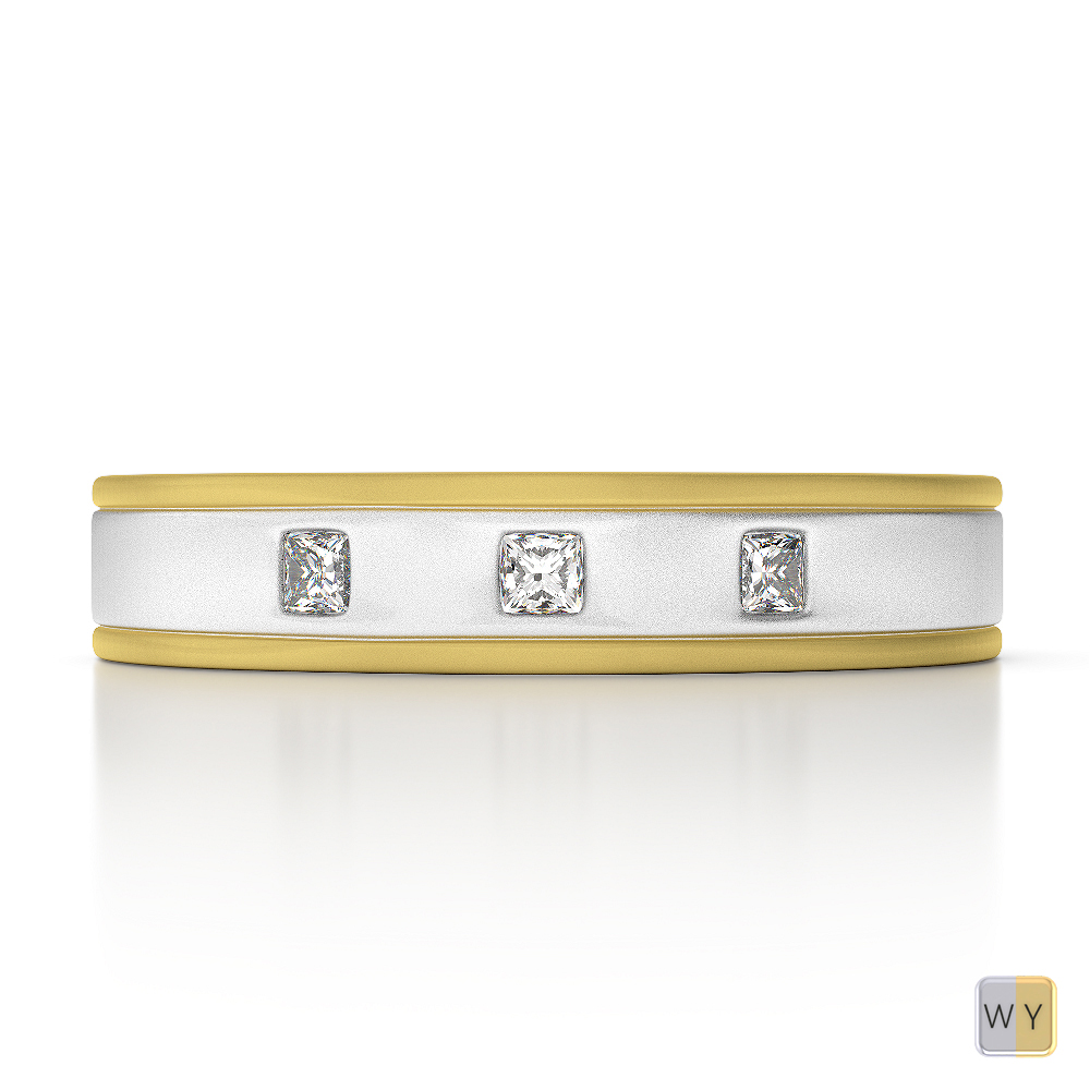 Two Tone Gypsy Set Mens Diamond Wedding Ring in Gold ATZR-0126