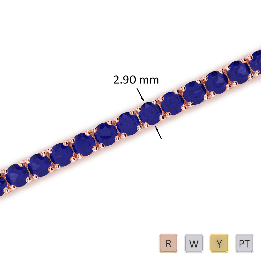 Prong Set Blue Sapphire Bracelet in Gold / Platinum ATZBR-0714