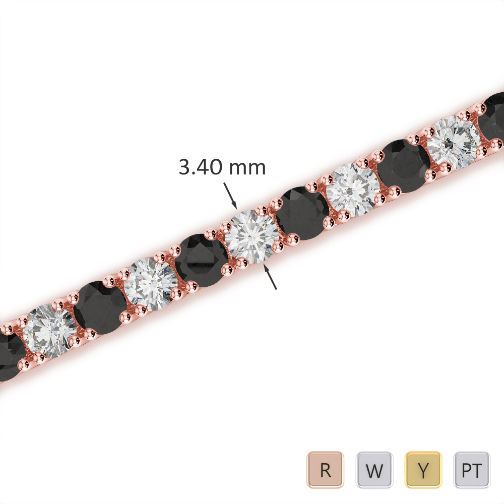 Round Cut Black Diamond Bracelet in Gold / Platinum ATZBR-0715