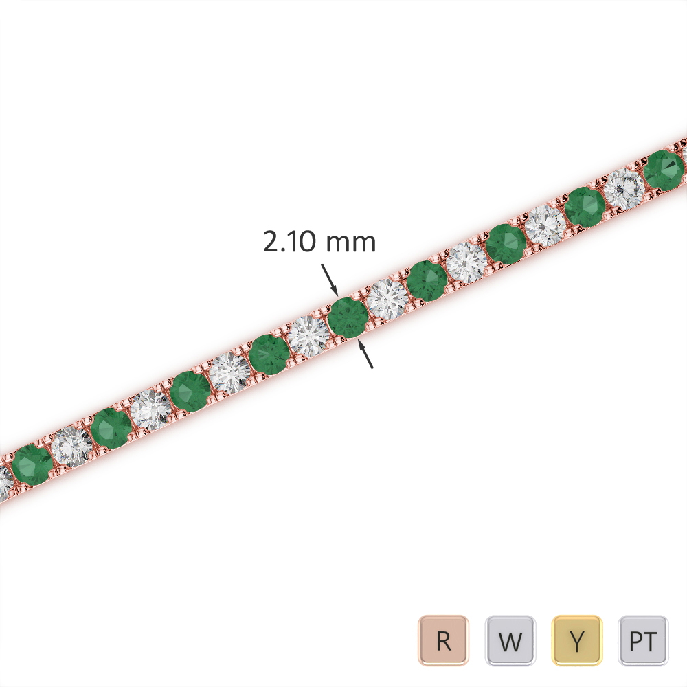 Prong Set Diamond and Emerald Bracelet in Gold / Platinum ATZBR-0720