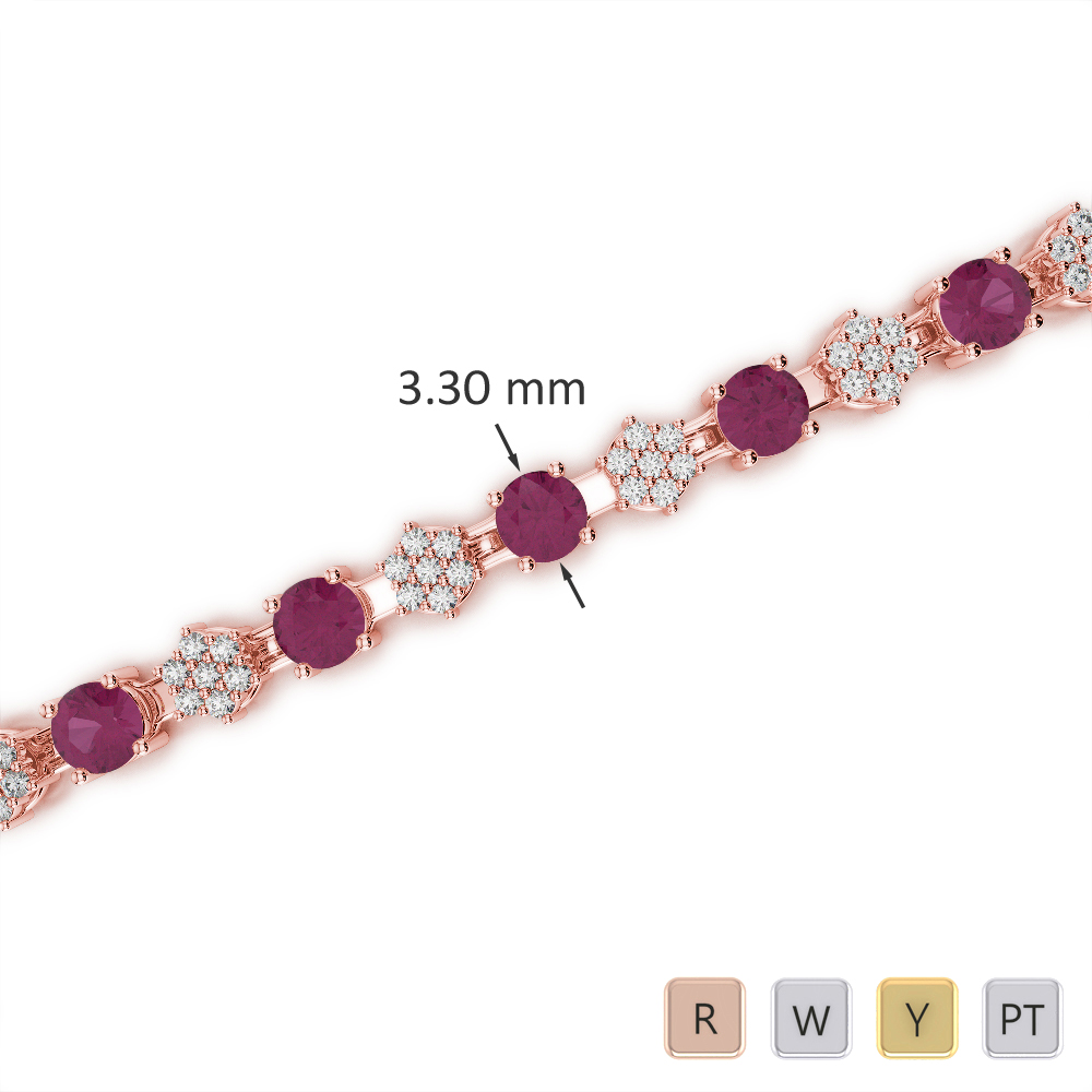 Prong Set Ruby & Diamond Bracelet in Gold / Platinum ATZBR-0758