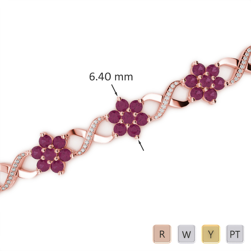 Prong Set Diamond and Ruby Bracelet 0761