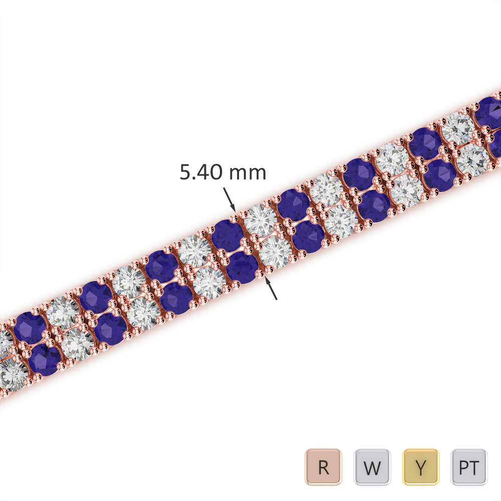 Round Cut Tanzanite & Diamond Bracelet 0741