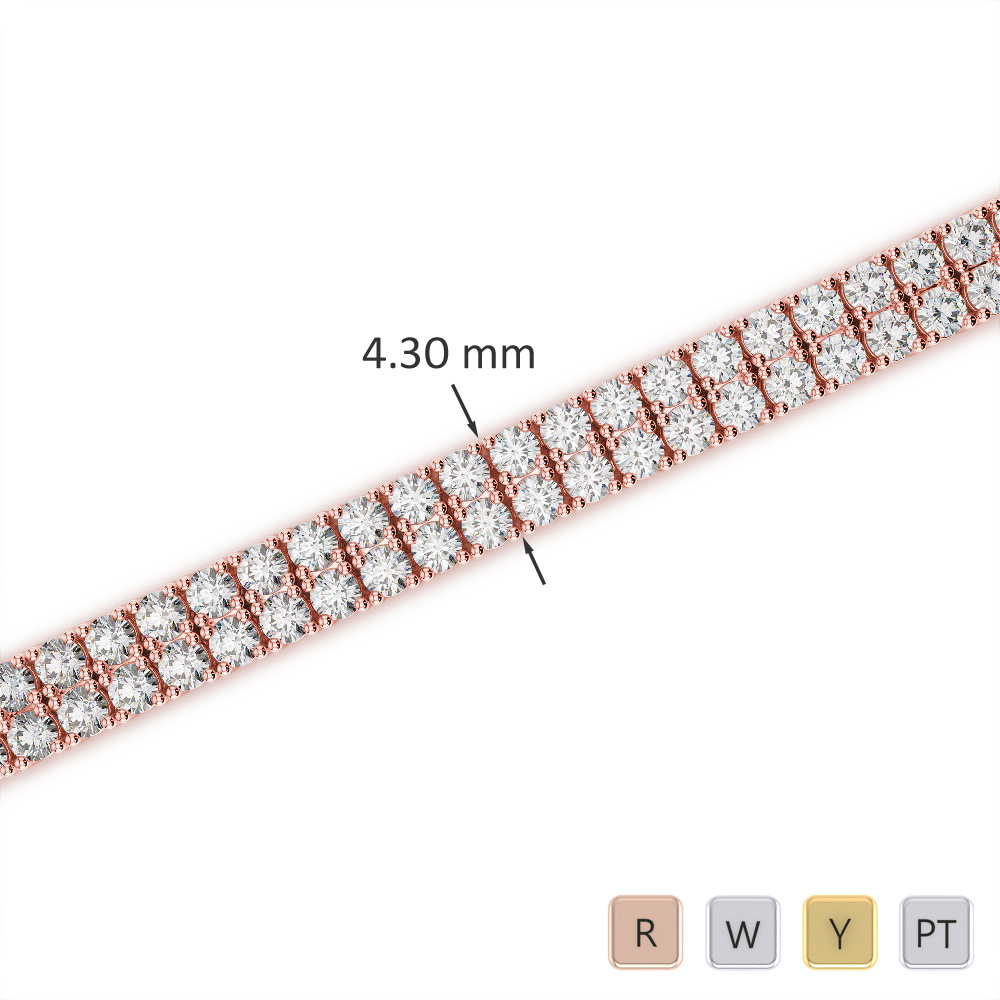 Double Row Round Cut Diamond Bracelet 0738