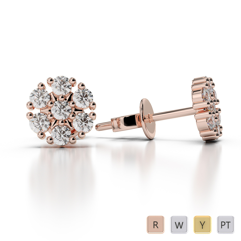 7 Stone Round Cut Cluster Diamond Earrings 0459 7 Stone Round Cut Cluster Diamond Earrings 0459
