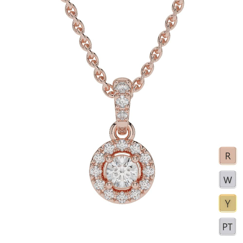 Prong Set Diamond Halo Necklaces 0576