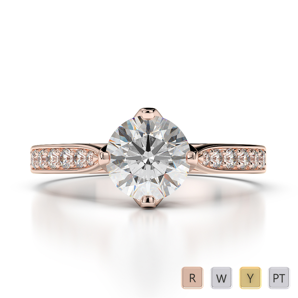 Claw Set Engagement Ring With Diamond in Gold / Platinum ATZR-0202