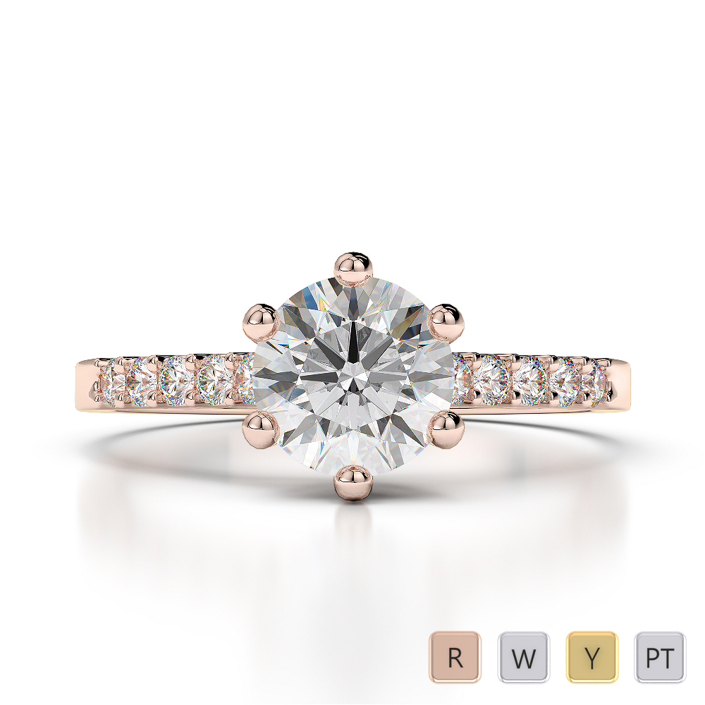 Round Cut Engagement Ring With Diamond in Gold / Platinum ATZR-0206
