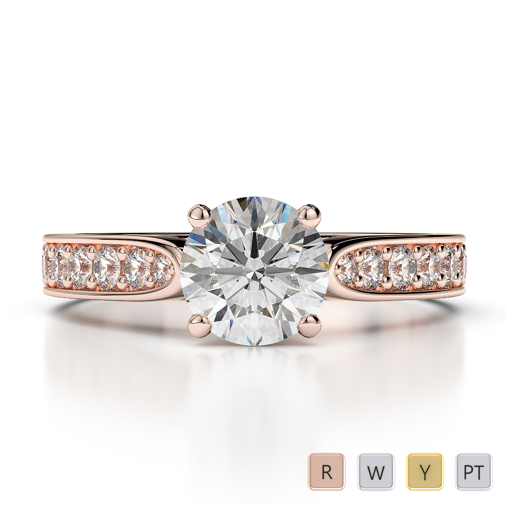 Round Cut Diamond Engagement Ring in Gold / Platinum ATZR-0219