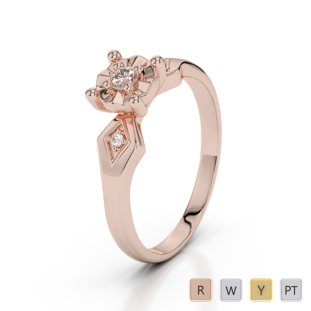 Three Stone Diamond Engagement Ring in Gold / Platinum ATZR-0231
