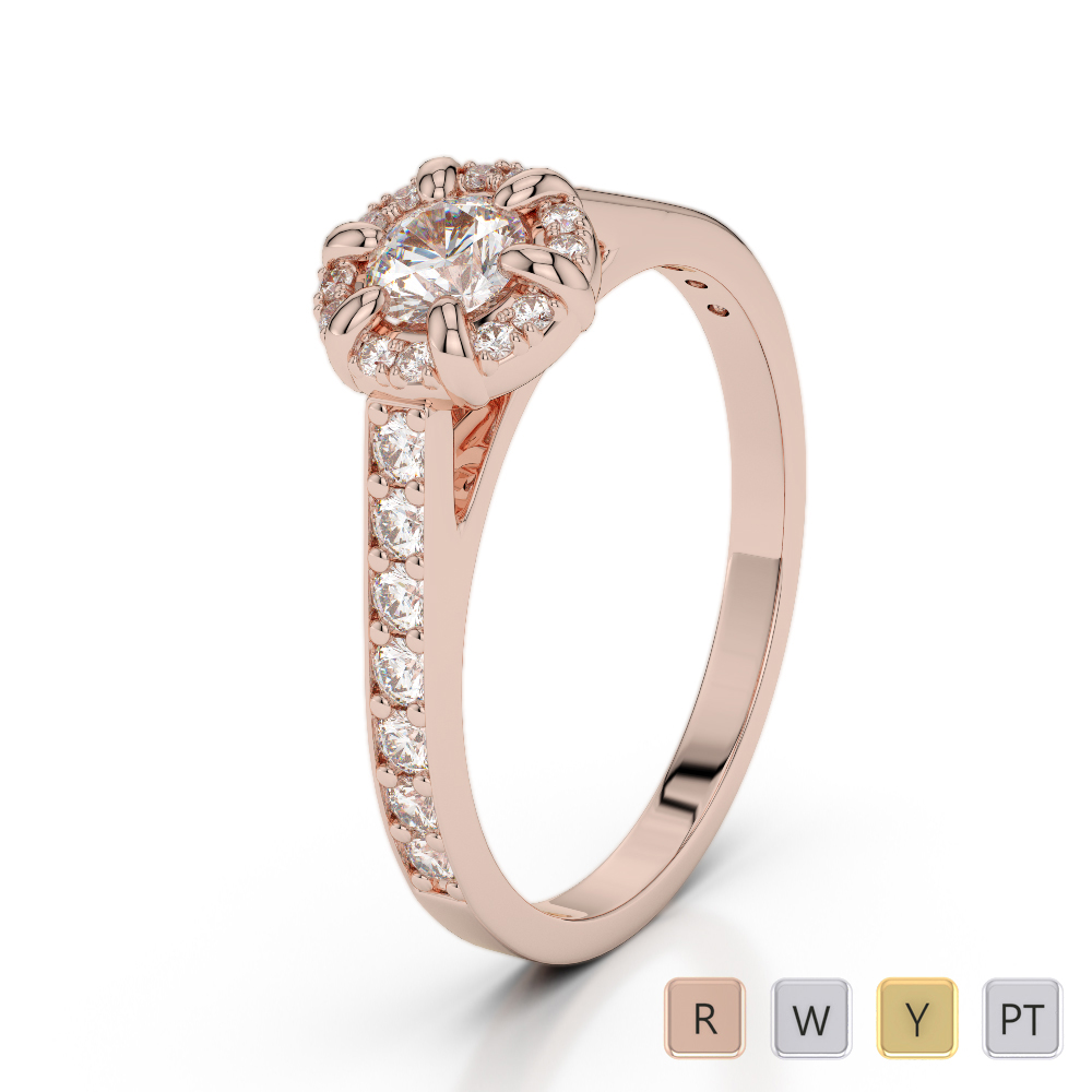 Round Cut Diamond Engagement Ring in Gold / Platinum ATZR-0255