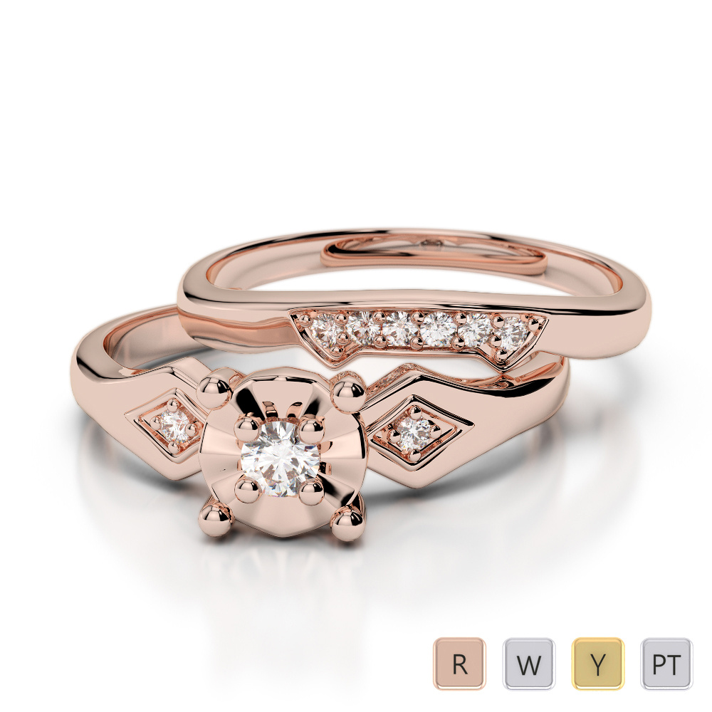 9 Stone Round Cut Diamond Bridal Set Ring 0297