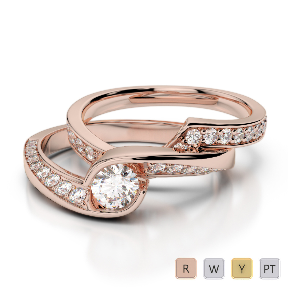 Bezel and Prong Set Bridal Set Ring With Diamond 0333