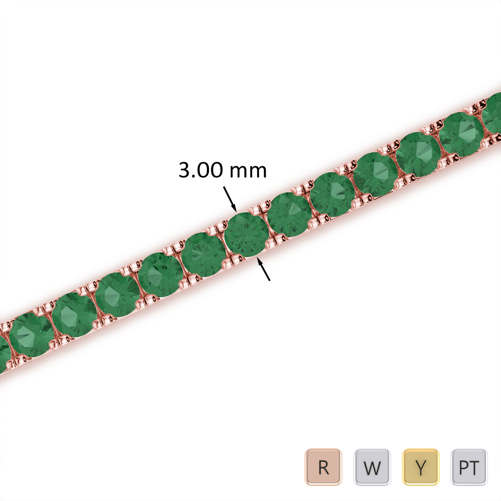 Round Cut Emerald Bracelet in Gold / Platinum ATZBR-0725