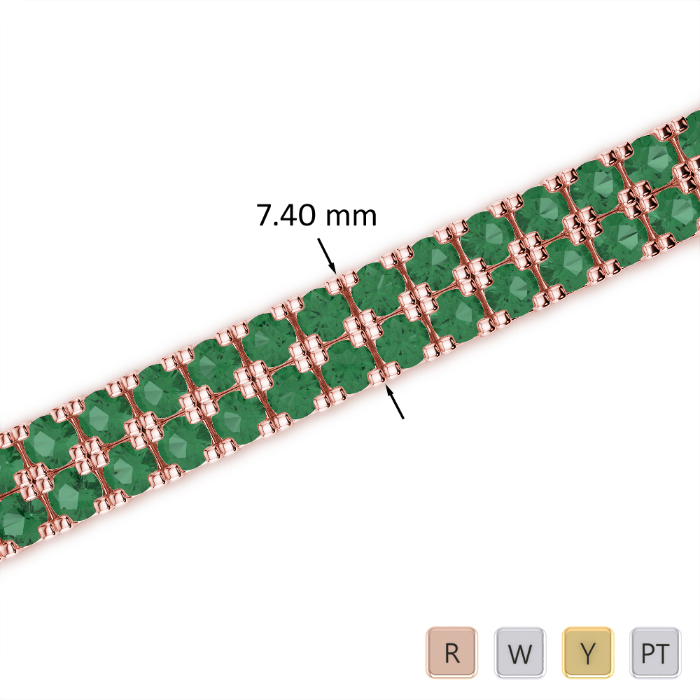 Round Cut Emerald Bracelet in Gold / Platinum ATZBR-0755