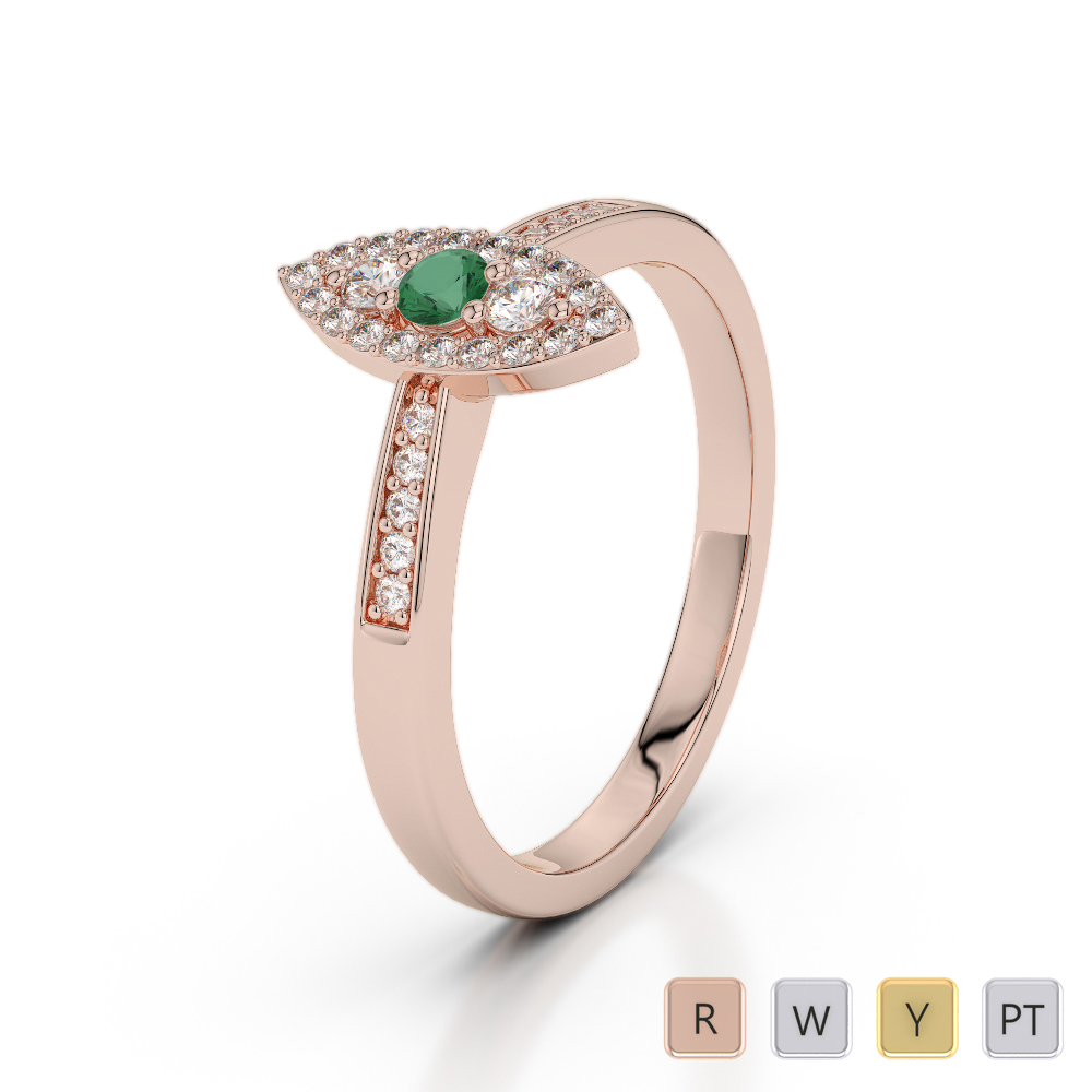 Prong Set Emerald and Diamond Engagement Ring in Gold / Platinum ATZR-0223