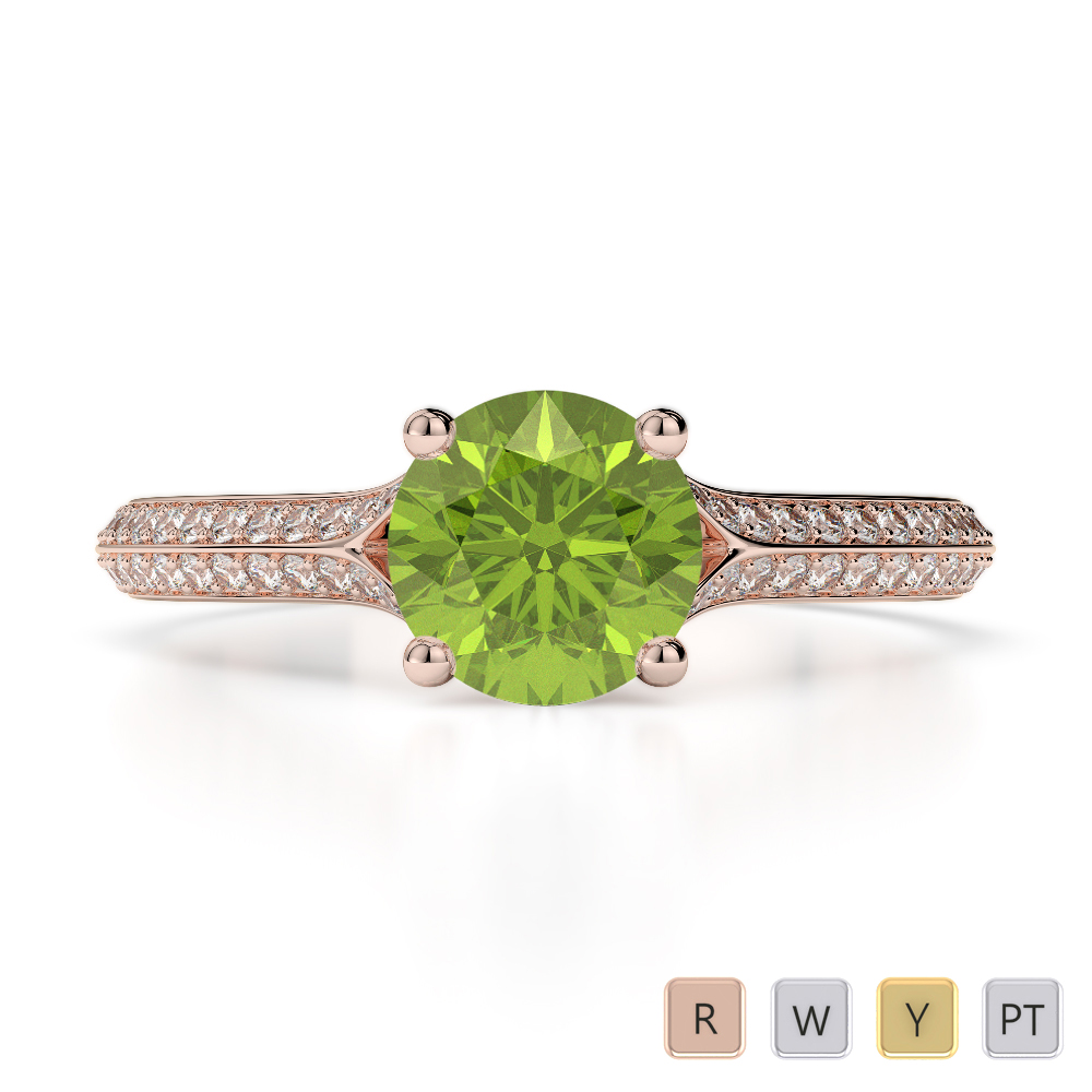 Prong Set Peridot and Diamond Engagement Ring in Gold / Platinum ATZR-0198