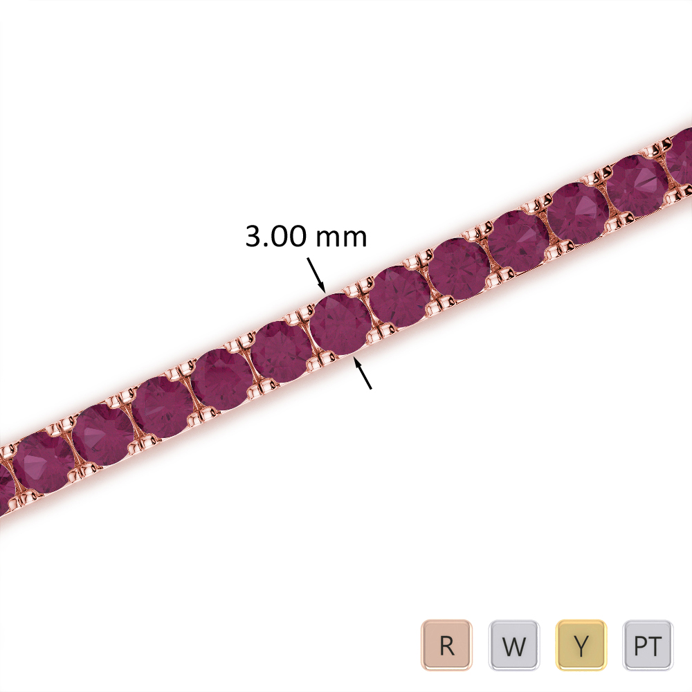 Round Cut Ruby Bracelet in Gold / Platinum ATZBR-0725