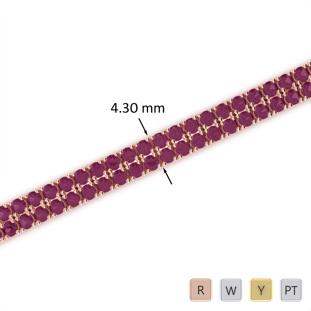 Round Cut Ruby Bracelet in Gold / Platinum ATZBR-0738
