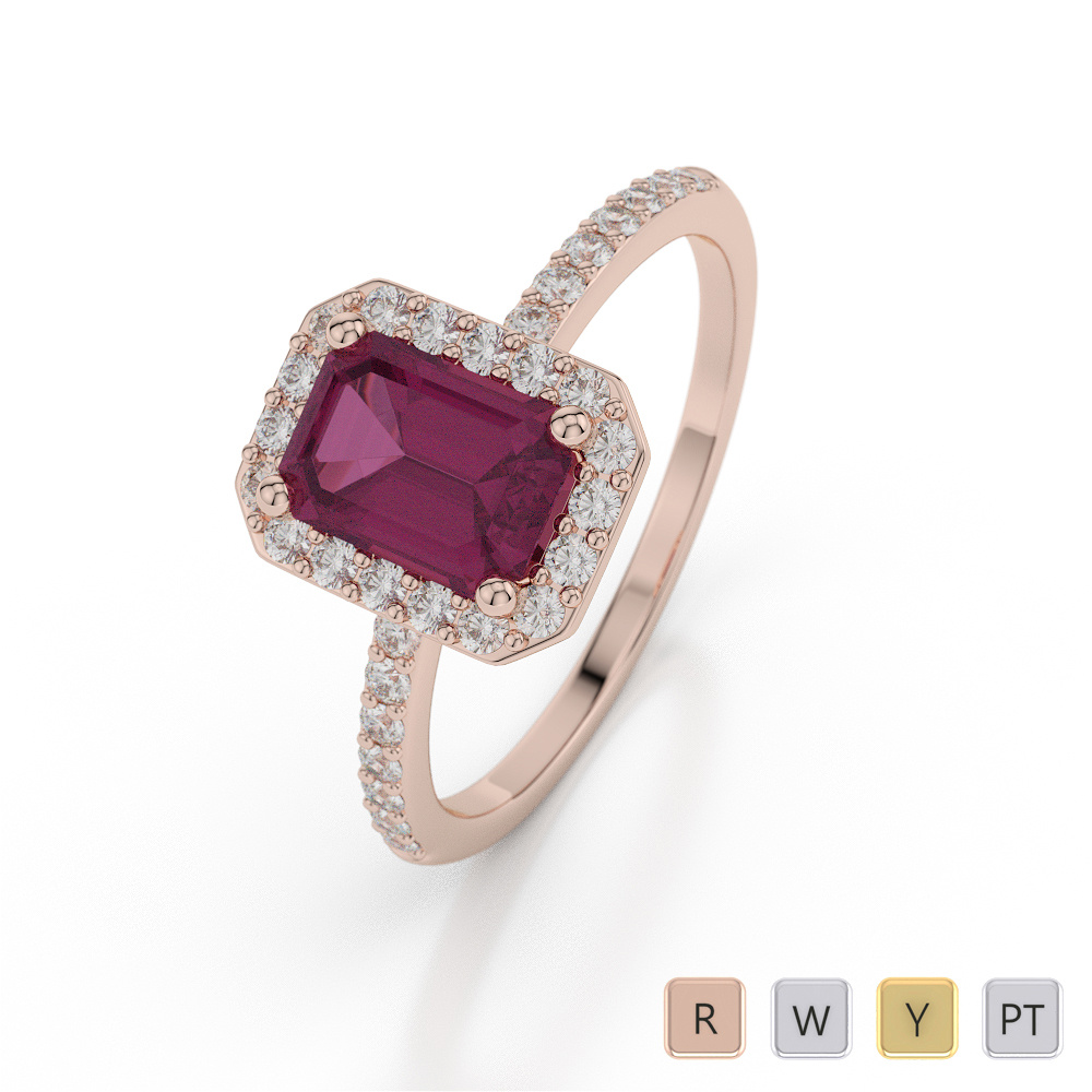 Prong Set Engagement Ring With Ruby and Diamond 0040