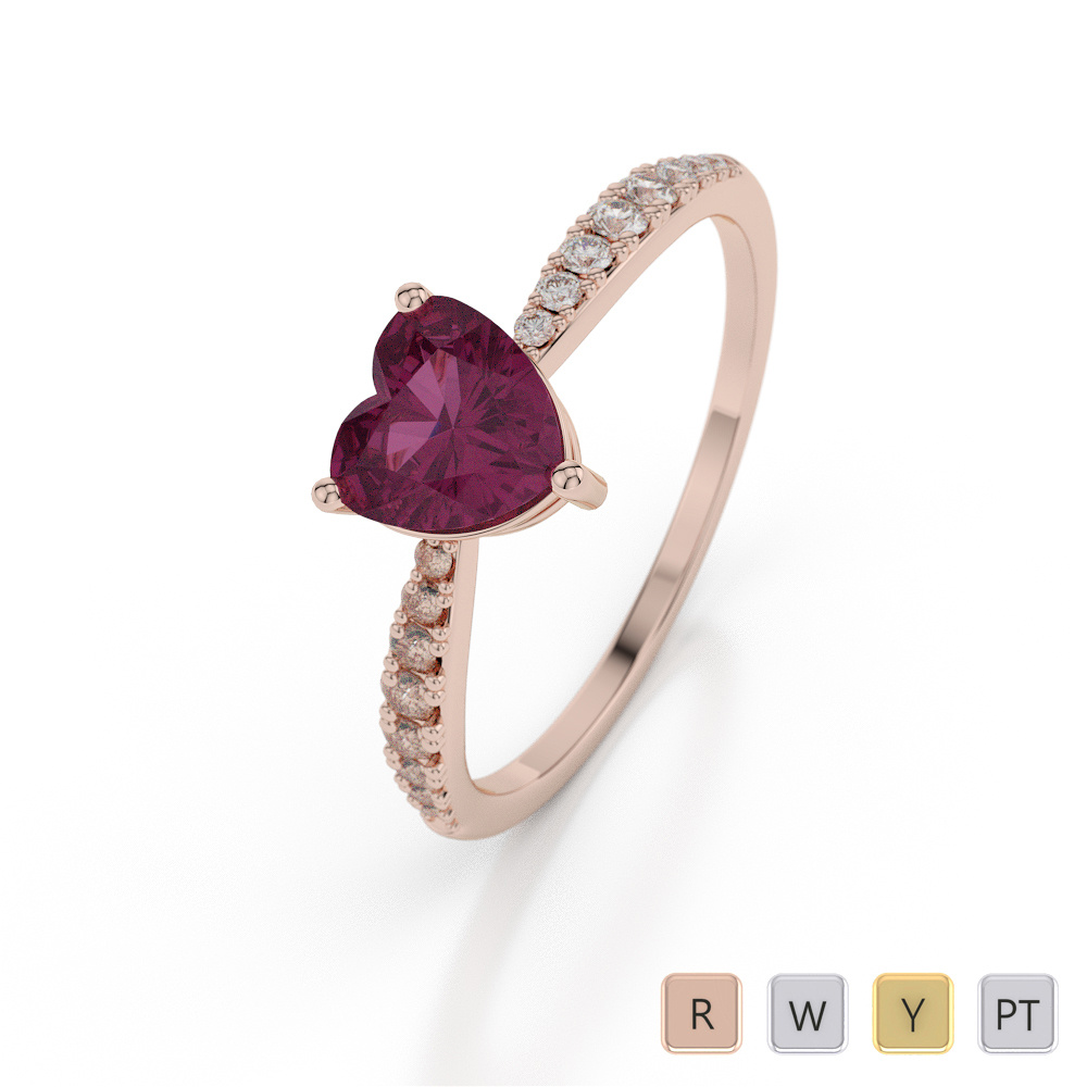 Heart Shape Ruby and Diamond Engagement Ring 0042