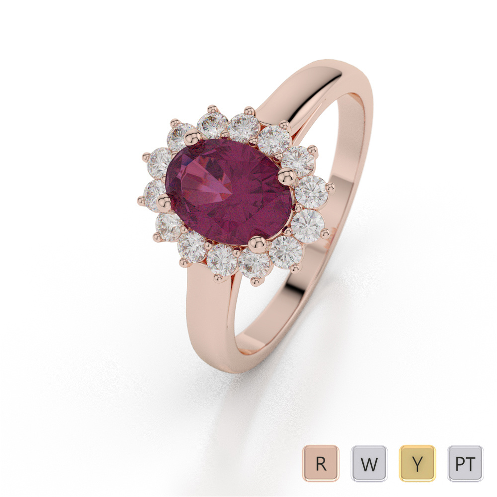 Oval Shape Ruby and Diamond Engagement Ring 0049