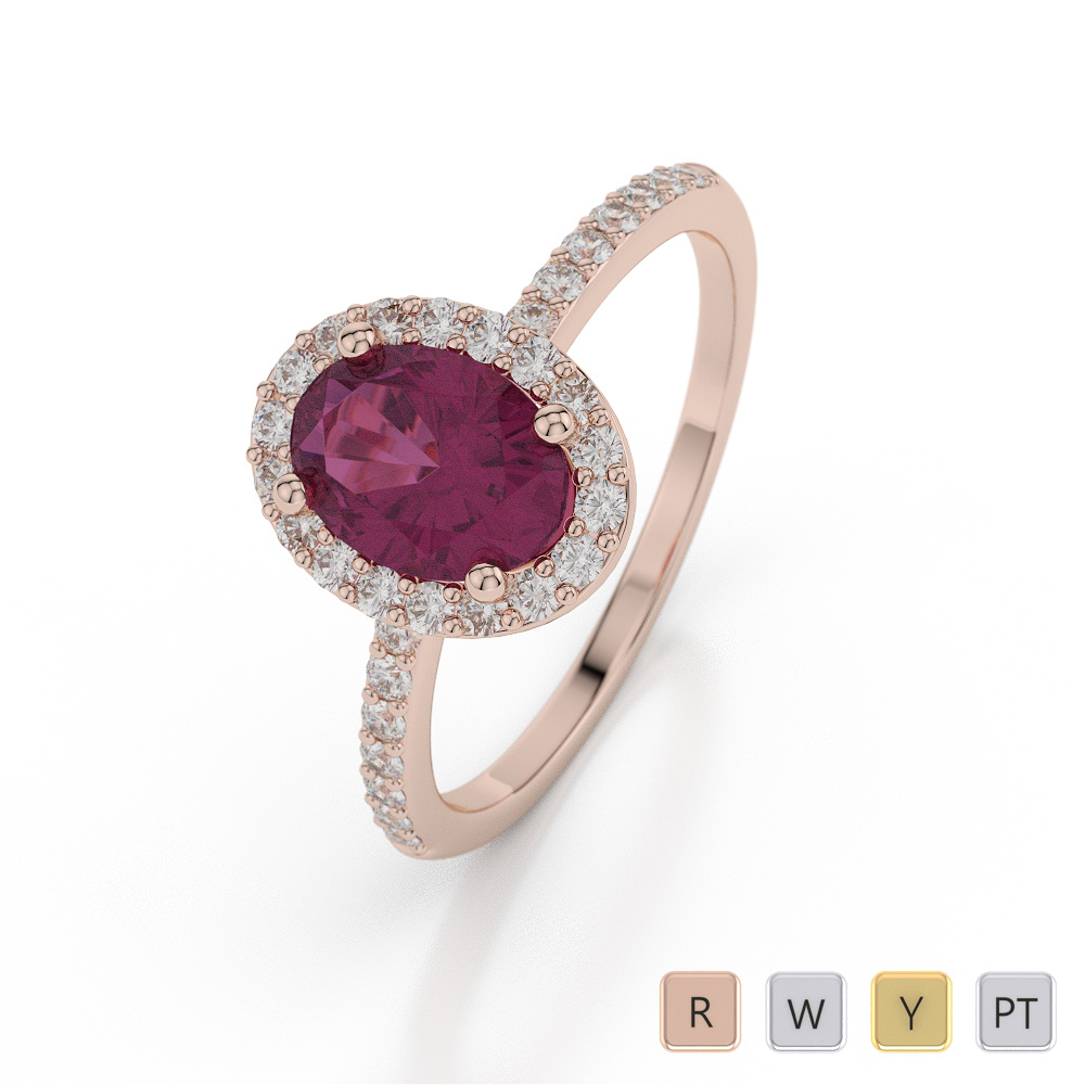 Oval Shape Engagement Ring With Ruby & Diamond 0050