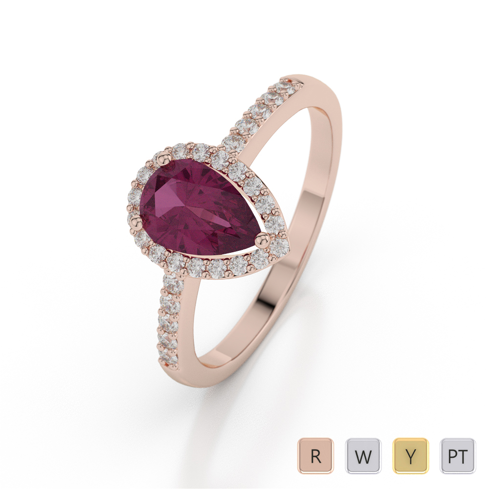 Pear Shape Ruby and Diamond Engagement Ring 0052