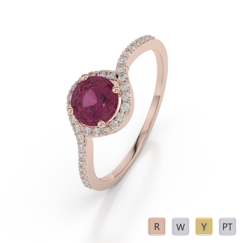 Prong Set Ruby Engagement Ring With Diamond 0054