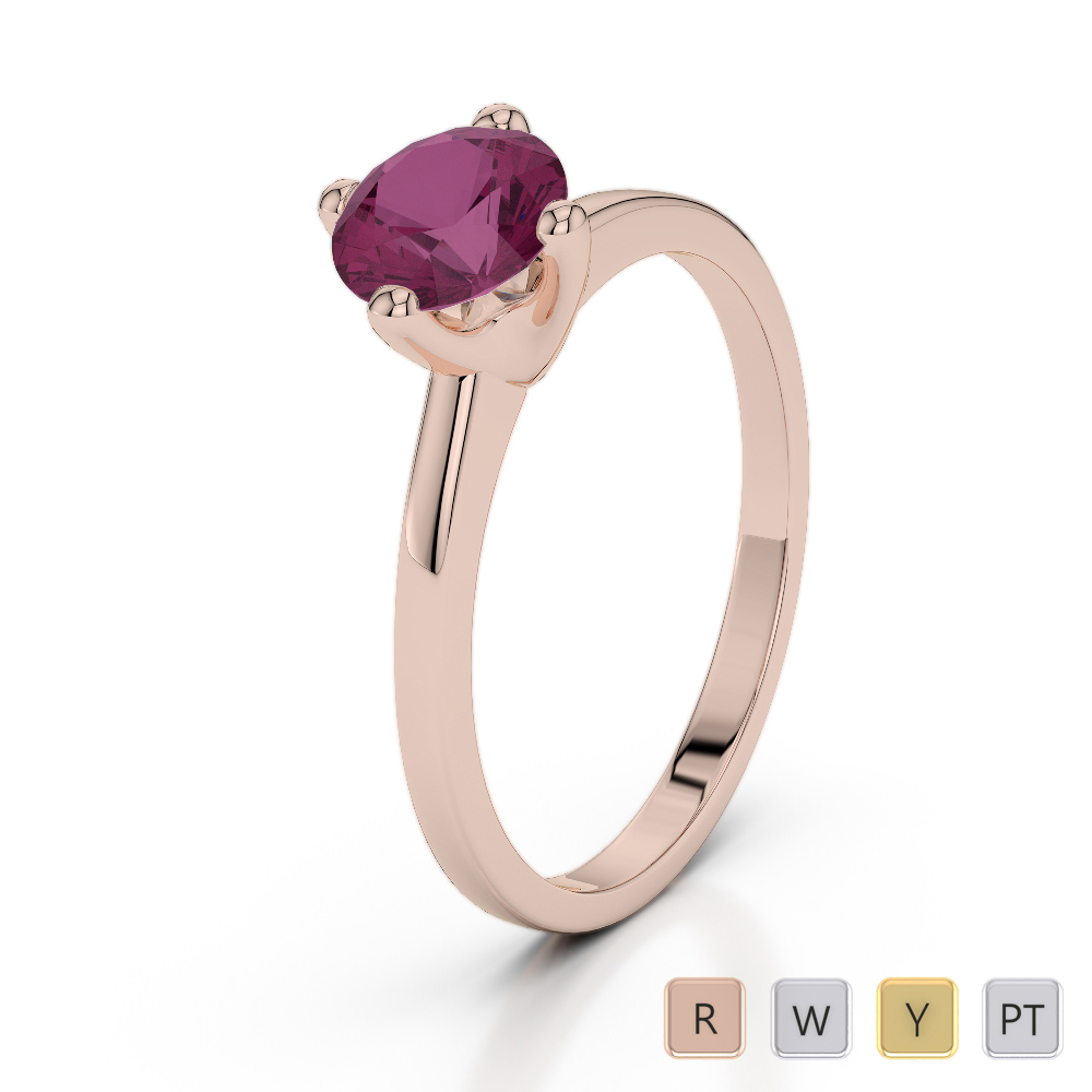 Round Cut Single Stone Ruby Engagement Ring in Gold / Platinum ATZR-0271