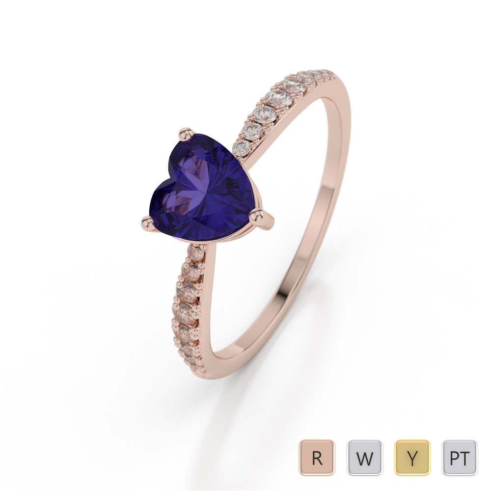 Heart Shape Tanzanite and Diamond Engagement Ring 0042