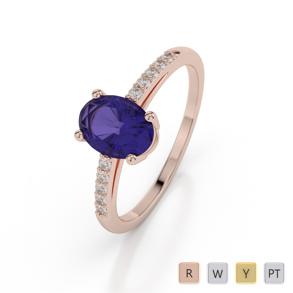Oval Shape Tanzanite Engagement Ring With Diamond 0048