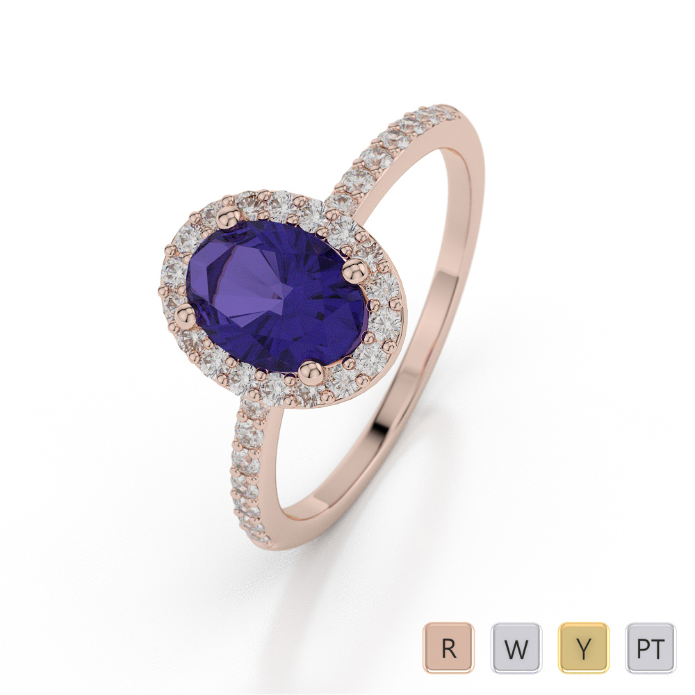 Oval Shape Engagement Ring With Tanzanite & Diamond 0050