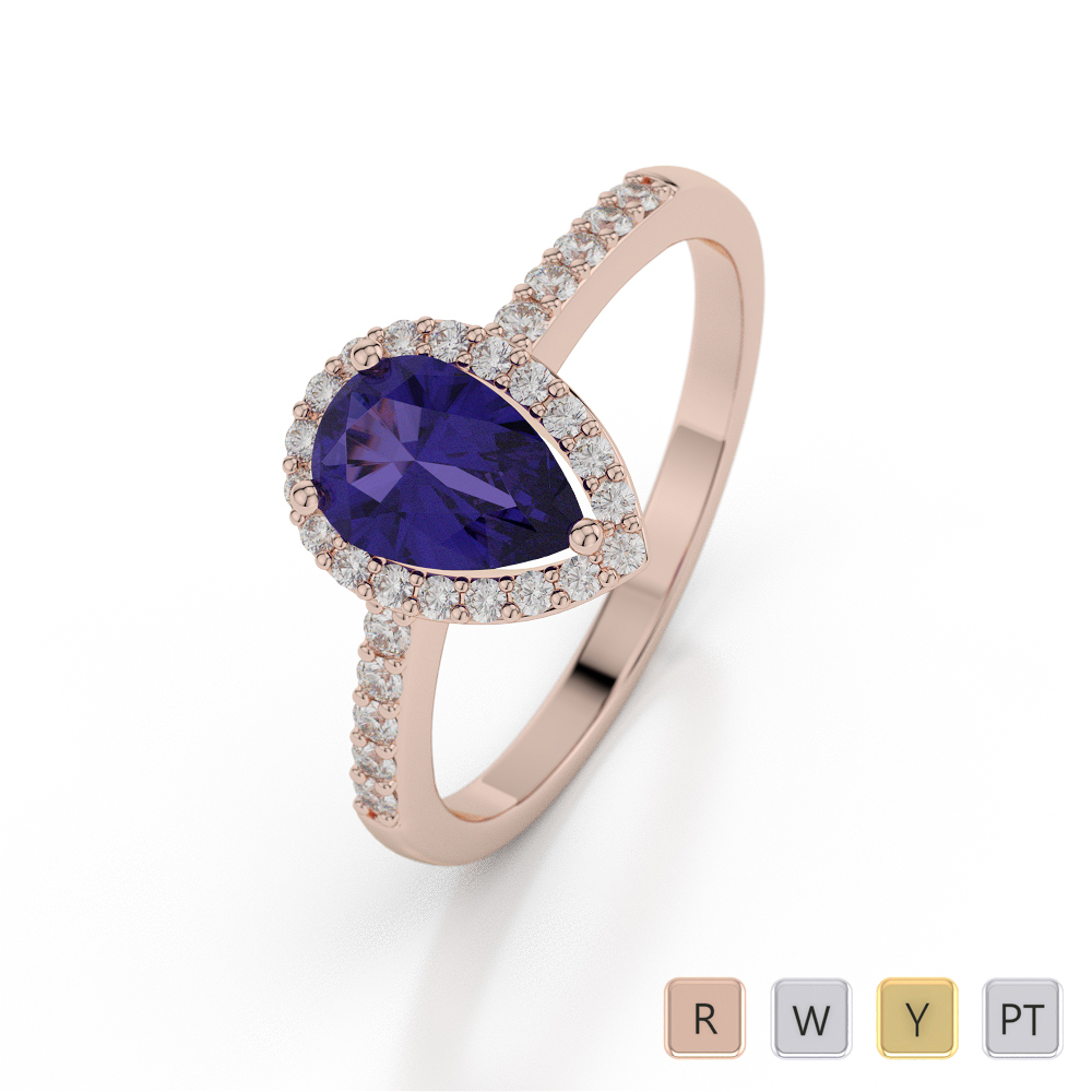 Pear Shape Tanzanite and Diamond Engagement Ring 0052