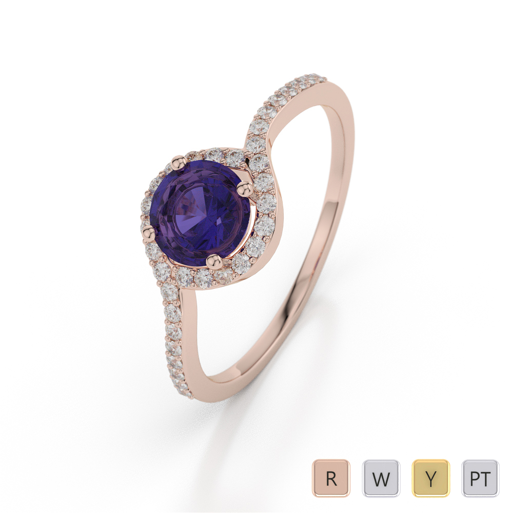 Prong Set Tanzanite Engagement Ring With Diamond 0054