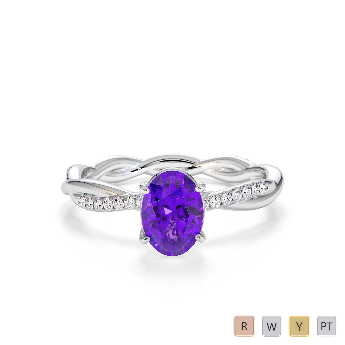 Amethyst and Diamond Engagement Ring 0765