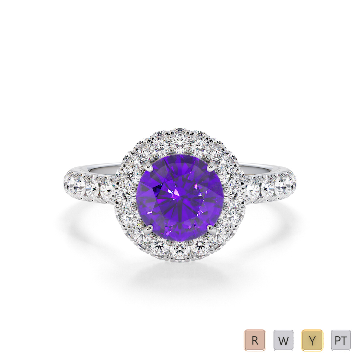 Amethyst and Diamond Engagement Ring 0773