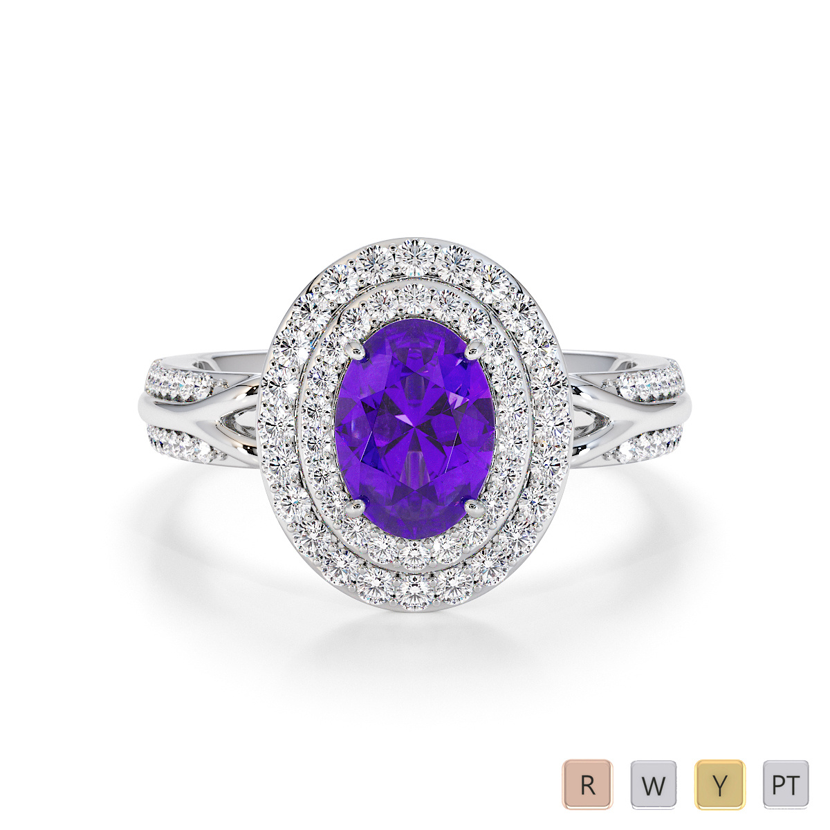 Amethyst and Diamond Engagement Ring 0778