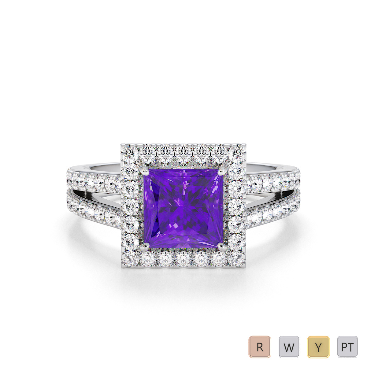 Amethyst and Diamond Engagement Ring 0792