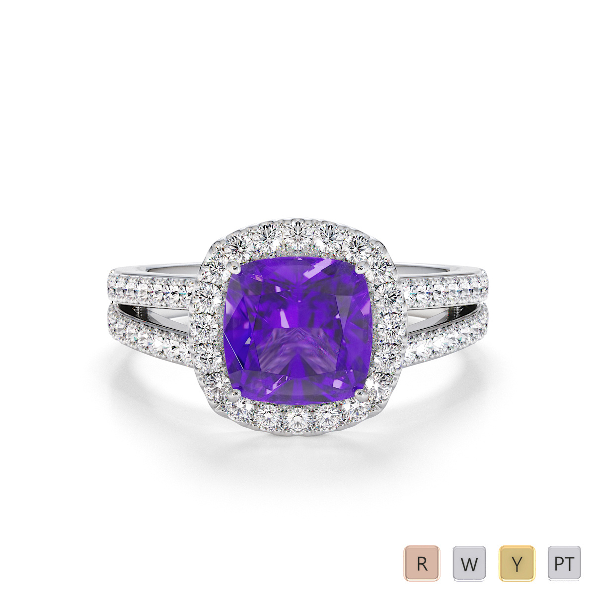 Amethyst and Diamond Engagement Ring 0793