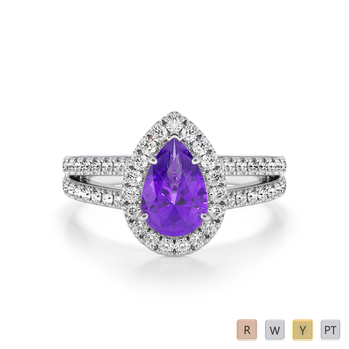 Amethyst and Diamond Engagement Ring 0794