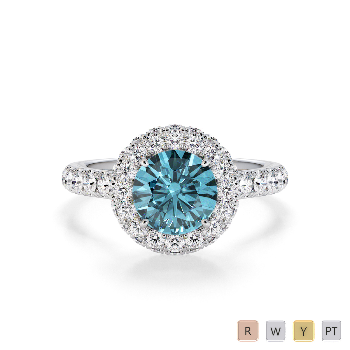 4 Prong Set Aquamarine and Diamond Engagement Ring 0773