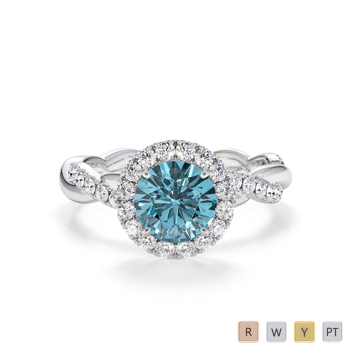 Prong Set Aquamarine and Diamond Engagement Ring 0788