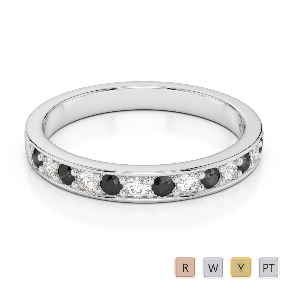 2.5MM Round Cut Black Diamond Half Eternity Ring 0361