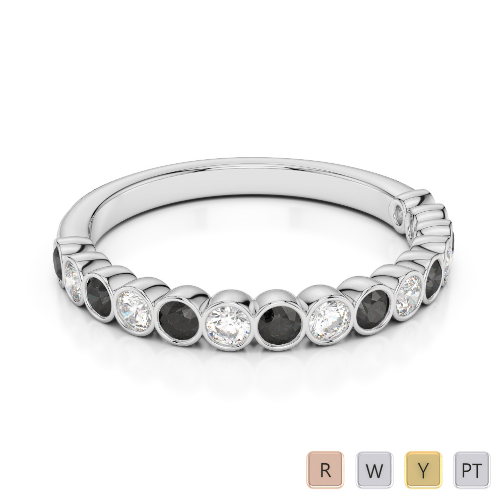 2.5MM Rubover Black Diamond Half Eternity Ring 0380