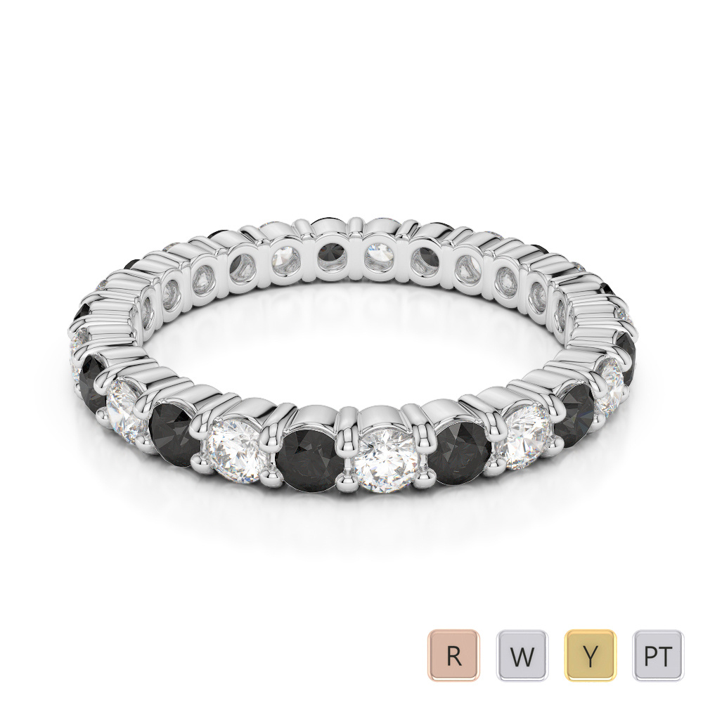 2.5 MM Round Cut Black Diamond Full Eternity Ring 0389