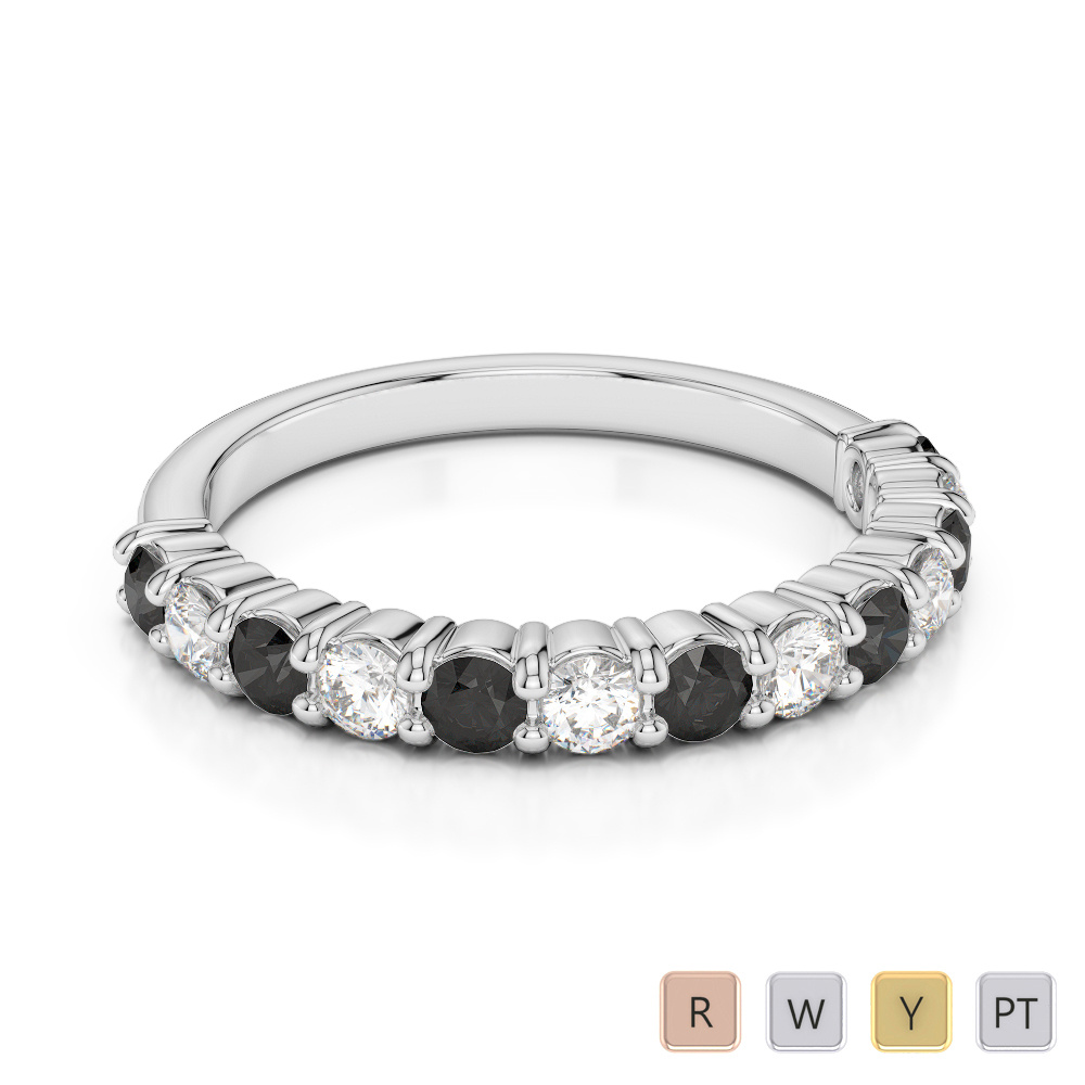 2.5 MM Prong Set Black Diamond Half Eternity Ring 0392