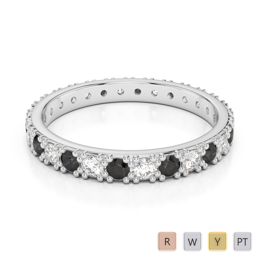 2.5 MM Prong Set Black Diamond Full Eternity Ring 0405