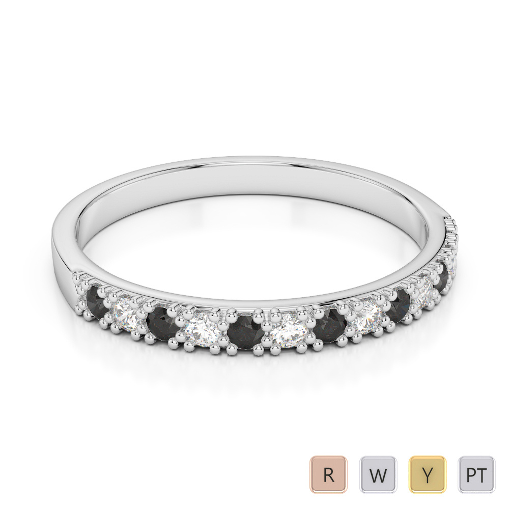 2.5 MM Prong Set White & Black Diamond Half Eternity Ring 0407