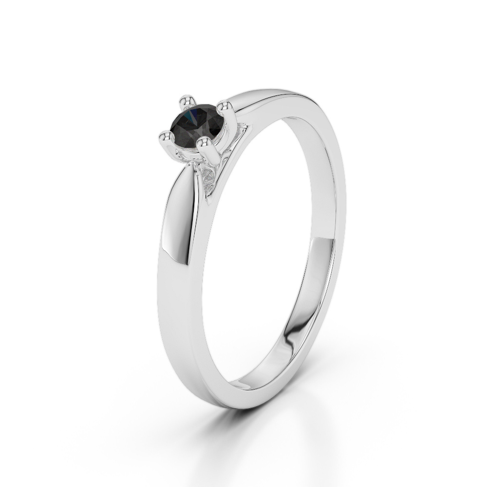 Claw Set Solitaire Black Diamond Engagement Ring 0228